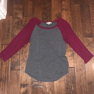 Maroon and grey baseball tee